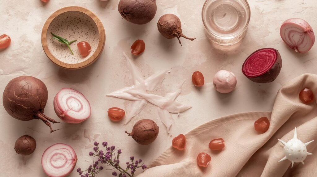 ๐ From Dark to Dazzling: Natural Remedies and Lip Care Finds for Brighter Lips beetroot tint in flatlays